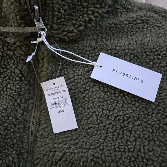 American Eagle Outfitters Olive Green Teddy Sherpa Jacket - Picture 5 of 7